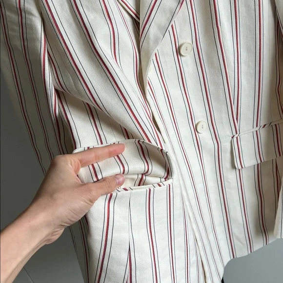 Sandro Striped Cream Blazer & Pants Set, 36 - Picture 11 of 15